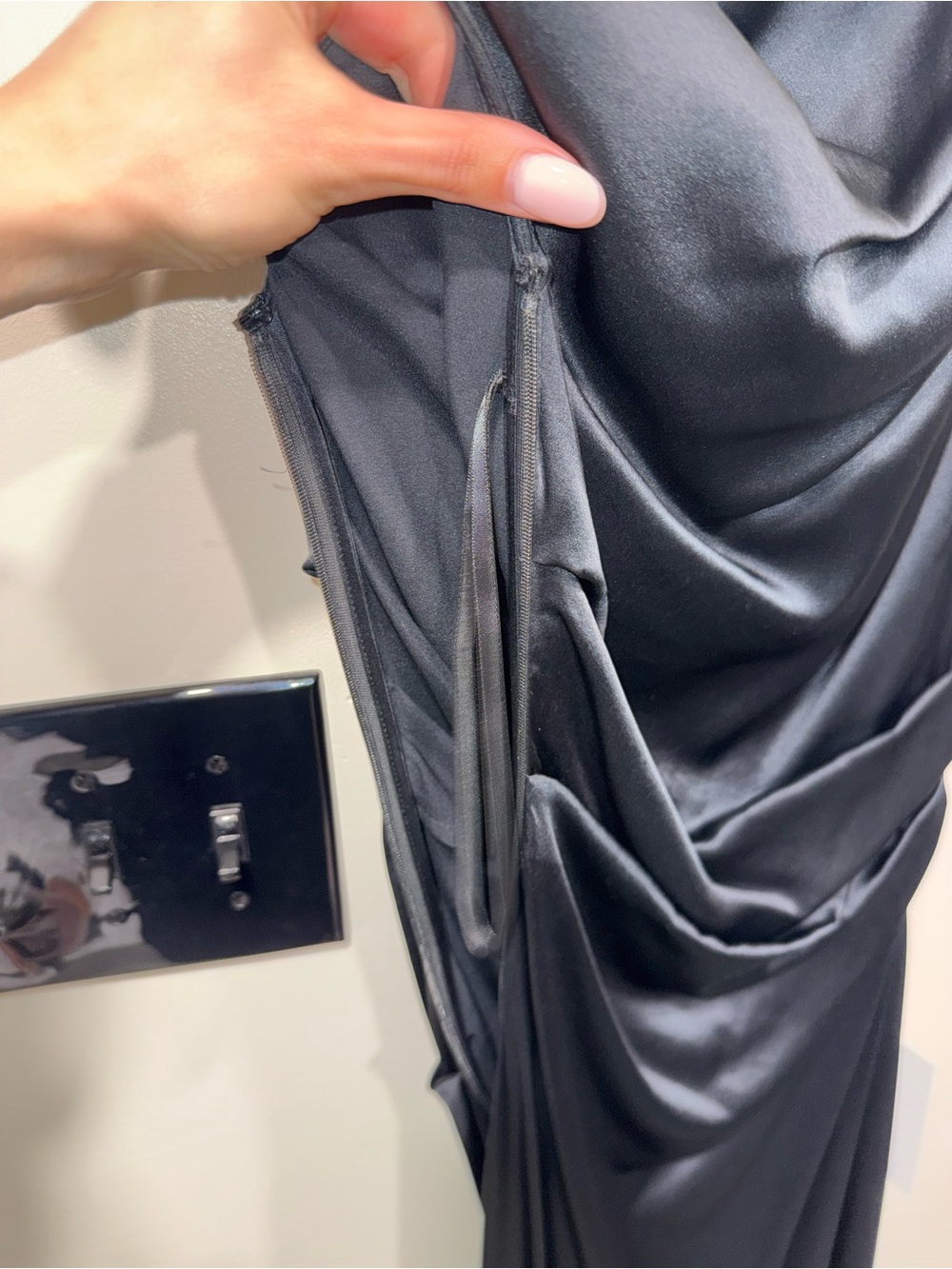 STAUD Phare draped silk-blend midi dress In Black US 0 $695 - Picture 6 of 9